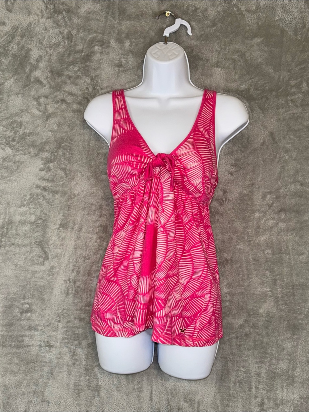 Hollister Y2K Babydoll Tank Top Pink Tie Dye Size Large Preppy